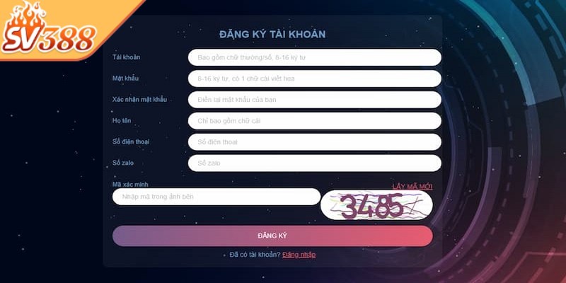 Đăng ký SV388 nhanh chóng chỉ với 3 bước thực hiện 2 Điền thông tin đăng ký tài khoản theo yêu cầu của hệ thống SV388
